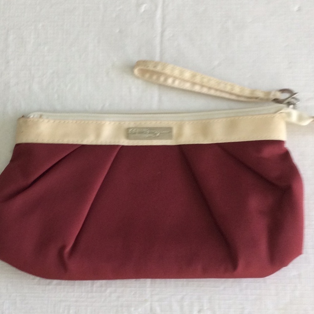 Elegant Deep Red and Parfumerie Clutch & Wristlet zip close  *